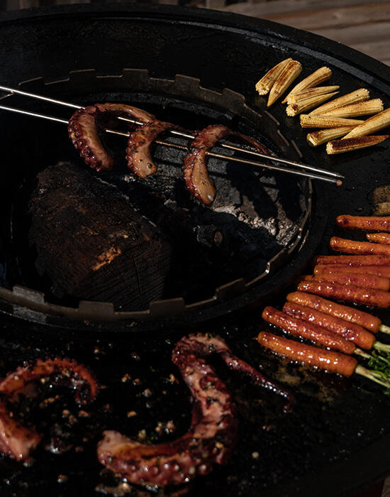 Tentacules de poulpe grillées & crème aux herbes