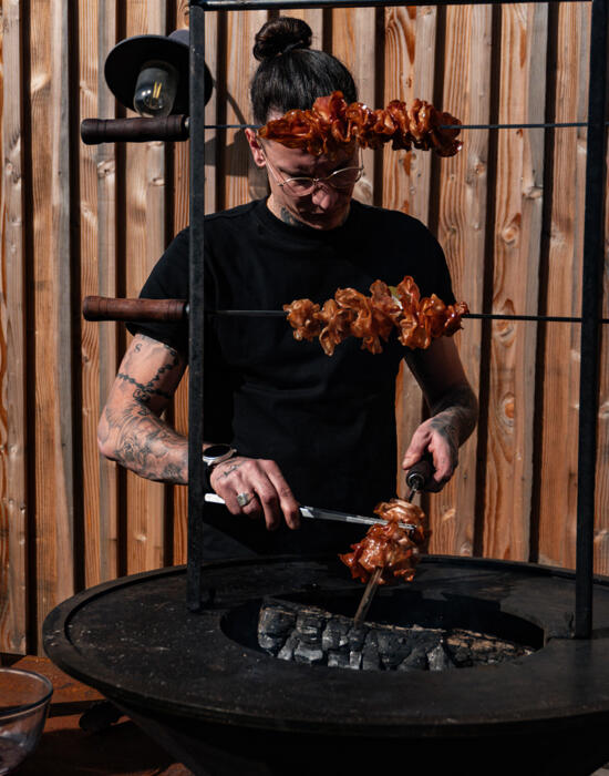 Brochettes  mortadelle - Pesto pistaches, noisettes