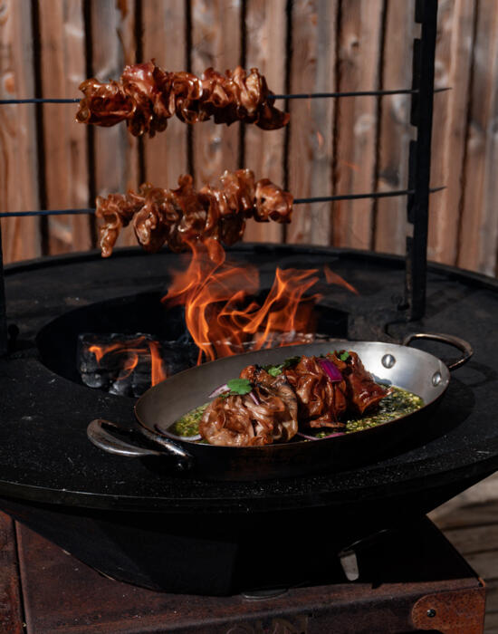 Brochettes  mortadelle - Pesto pistaches, noisettes